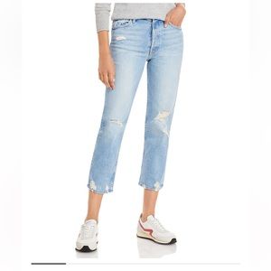 Mother Tomcat High Rise Cropped Straight Jeans in The Confession, size 27